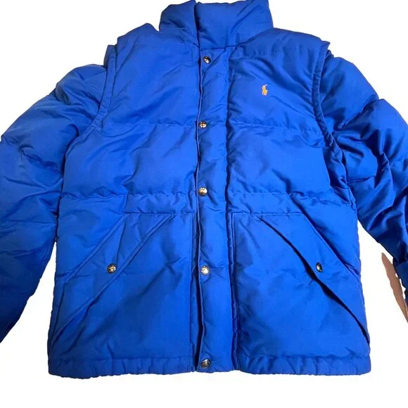Polo Ralph Lauren Jacket/Vest Convertible Royal Blue Down Puffer Jacket Youth XL